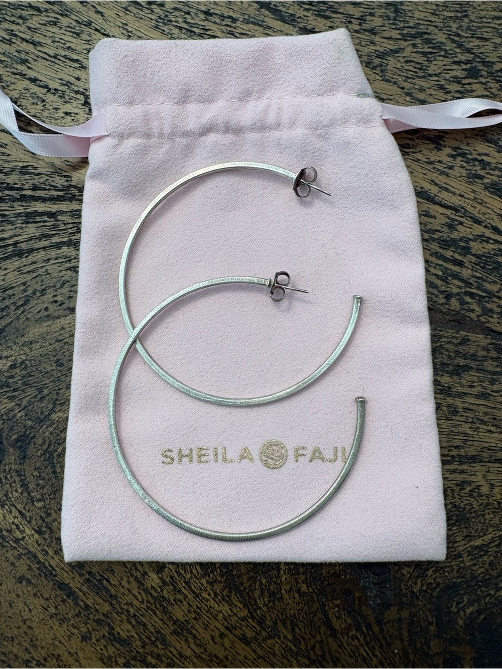Sheila Fajl Silver-Tone Textured Hoop Earrings